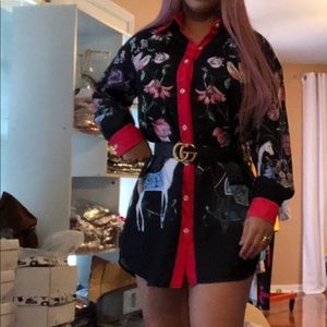Floral print dress shirt